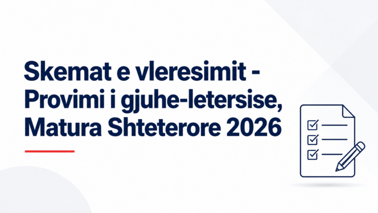 Skemat e vleresimit, Provimi i gjuhes shqipe dhe letersise – Matura Shteterore 2026